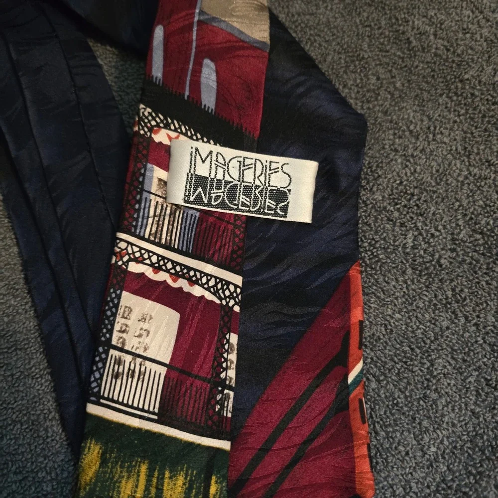 Imageries Accessories OS Silk Tie Mens Multicolor New Orleans French Quarter Art - Picture 2 of 3